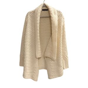 IRELANDS EYE ARAN KNIT OPEN CARDIGAN Cream Size Large